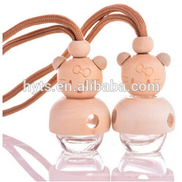 pretty decorate wooden cap car perfume bottle